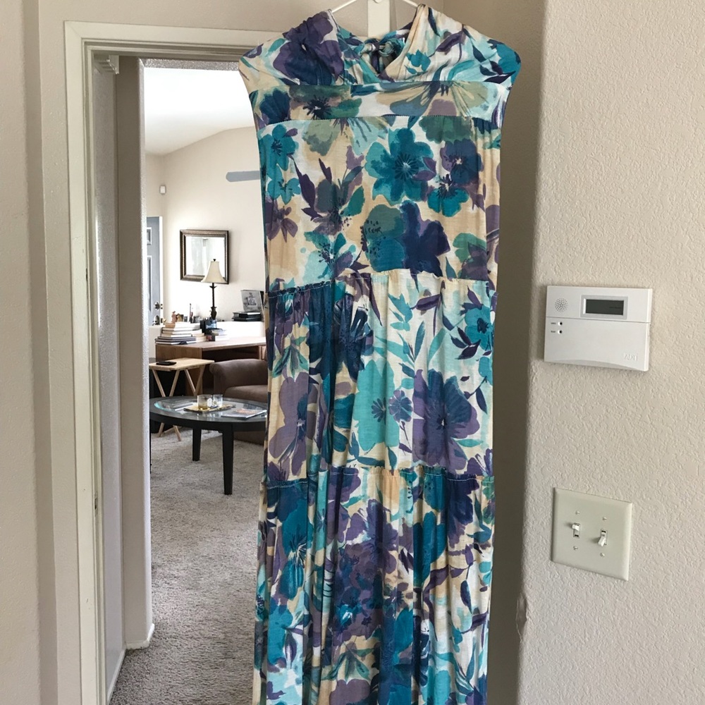 Blue halter maxi dress